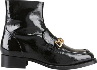 Cosmoparis Schoenen, Dames, Zwart, 36 EU, Leer, Naplack Ketting Bootie Trendy Hybride Stijl