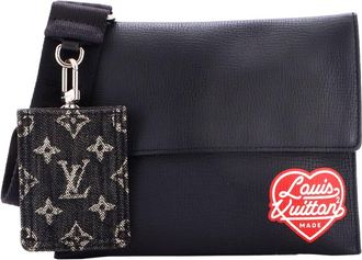 Louis Vuitton Black Monogram Denim & Taurillon Leather Nigo Trio Messenger Pouch (Authentic Pre-Loved)