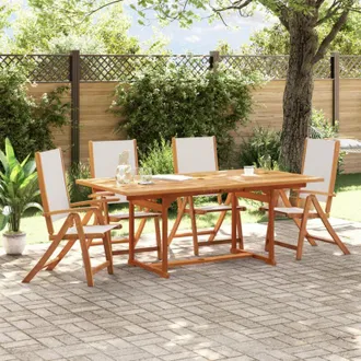 vidaXL vidaXL Sedie da Giardino Pieghevoli 4 pz Massello dAcacia e Textilene