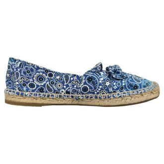 Charlotte Olympia Pre-owned Womens Bandana Espadrille Flats in Blue Canvas - Size EU 41