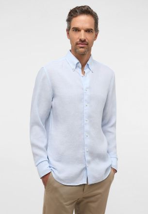 Eterna Langarmhemd ETERNA SLIM FIT, Herren, Gr. 39, N-Gr, blau (hellblau), 100% Leinen, schmal, Manschette, Hemden Langarmhemd, EASY IRON (b&uuml;gelleicht)