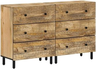 vidaXL Aparador 2 Piezas Madera Maciza De Mango 60x33x75 Cm Vidaxl