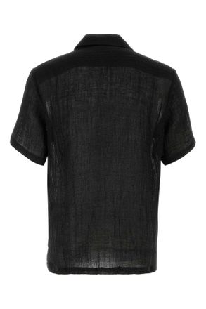 Le Kasha Mens Sleeves Shirt Black Linen
