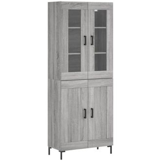 vidaXL Vidaxl - Aparador Alto Madera Contrachapada Gris Sonoma 69,5x34x180 Cm