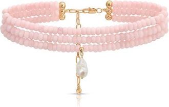 Ettika Marina Layers Beaded Necklace in Rose Quartz at Nordstrom