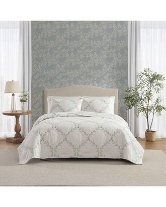 Laura Ashley Floral Embroidery Reversible Quilt Set