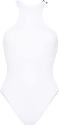 The Attico logo-plaque swimsuit - women - Polyamide/Elastane/Polyamide/Elastane - M - White