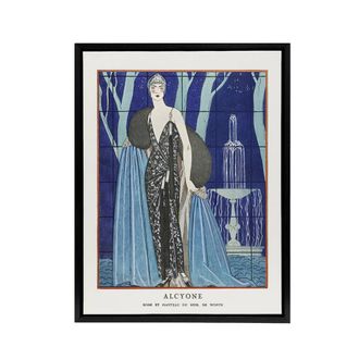 Artery8 Alcyone Fashion Worth Advert Barbier Black Framed Canvas Art Print in Blue | Size: W24 x H32