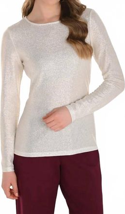 Frank Lyman Design Whitley Sparkle Long Sleeve Pullover Top In White