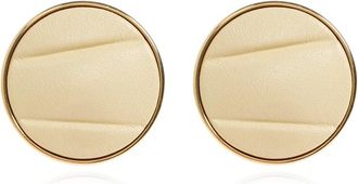 Chlo&eacute; Pleats Ronde Oorbellen - Dames - Oorbellen - Beige - ONE Size - Leer - Accessoires