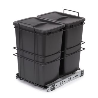 Emuca Contenedor De Reciclaje Para Fijaci&oacute;n Inferior Y Extracci&oacute;n Manual En Mueble De Cocina Recycle 2x35litros, Pl&aacute;stico Gris Antracita - Emuca