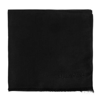 Ferragamo Sciarpa in cashmere con logo ricamato - - Accessories - Uomo - Nero - ONE SIZE