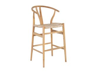 Vente-Unique taburete alto de teca y mimbre - Natural - POGIANA