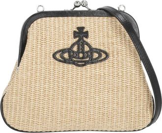 Vivienne Westwood Structured Woven Rafia Clutch Bag With Signature Orb Logo
