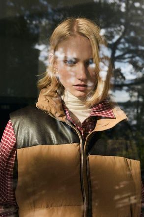 H&M Puffer Gilet in Beige/color Block at Nordstrom, Size Xx-Large