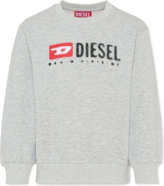 Diesel Kids Sweatshirts, male, Gray, 6 Y, Denim Division Logo Crew-Neck Sweatshirt
