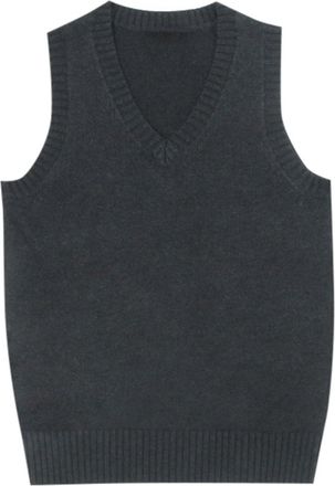 Generic Women Knitted Vest Sleeveless V Neck Sweater Tank Womens Solid Color Jumper Gilets Ladies Collegiate Style Knit Waistcoat for Autumn Winter Loose Casu