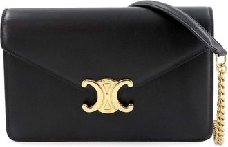 Celine Black Leather Chain/Shoulder Wallet (Pre-Owned)