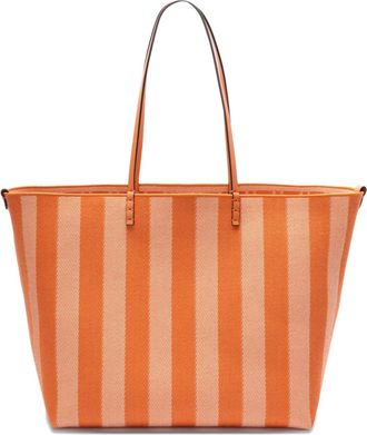 Fendi Borsa tote Roll grande a righe - Arancione