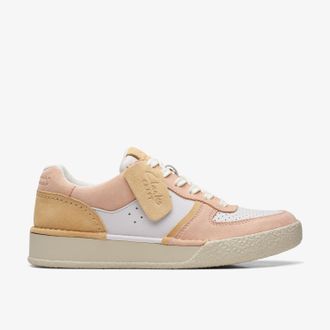 Clarks Womens Craft Cup Court Pale Peach Trainers - Pink - Size UK 4.5