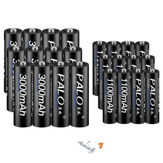 OEM Pilas Recargables, Capacidad De 3000 Mah, Cargador Incluido, 12 Pilas Aa Y Aaa