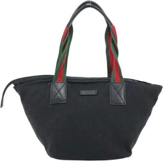 Gucci Pre-owned Handbags, female, Black, Size: ONE SIZE Pre-owned Canvas Handbag