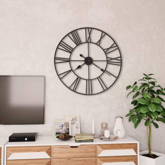 Berkfield Home Vintage Wall Clock with Quartz Movement Metal 80 cm XXL in Black