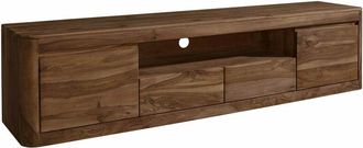Massivmoebel24 mobile tv in legno di Shesham / Acacia 200x45x50 smoked cherry tinto toronto 151