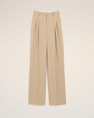 Ami Beige New Wool High Waist Wide Trousers With Two Pleats Beige - 34 - for Women