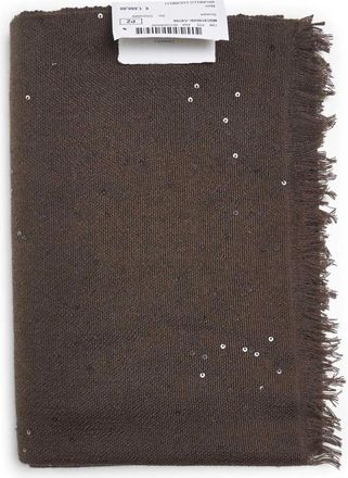 Brunello Cucinelli Cashmere Zijden Sjaal met Pailletten - Dames - Wintersjaals - Bruin - ONE Size - Pailletten - Accessoires