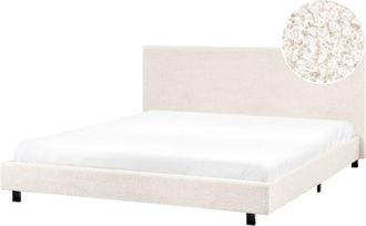 Beliani Cama De Agua Moderna De Boucl&eacute; 180 X 200 Cm Con Colch&oacute;n Blanco Crema Albi