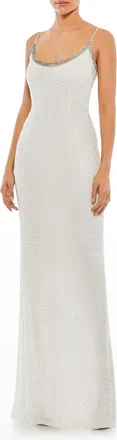 Mac Duggal Beaded Rhinestone-Embellished Column Gown