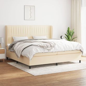 vidaXL Vidaxl - Cama Box Spring Con Colch&oacute;n Tela Color Crema 200x200 Cm
