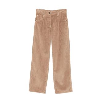 Brunello Cucinelli Rechte broek van corduroy - Dames - Broeken - Bruin - Maat: L Corduroy