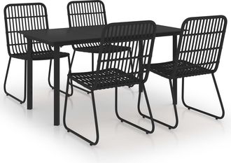 vidaXL Set Da Pranzo Da Giardino 5 Pz In Polyrattan E Vetro Vidaxl