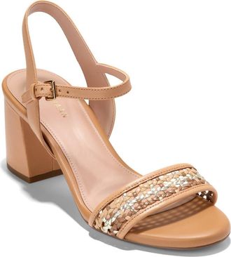 Cole Haan Josie Block Heel Sandal in Biscuit Leather/Neutral Woven at Nordstrom Rack, Size 9.5