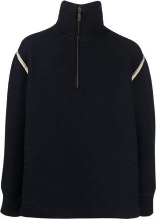 Maison Margiela Wol Zilveren Hoge Kraag Trui - Heren - Truien - Blauw - Maat: M Wol