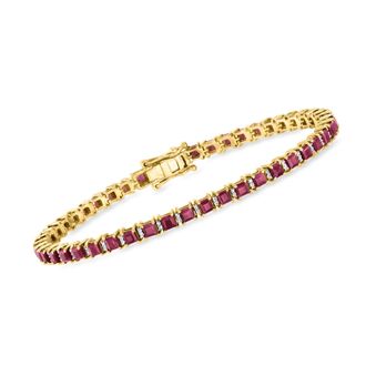 Ross-Simons Ruby Tennis Bracelet With. Diamonds in 18kt Gold Over Sterling