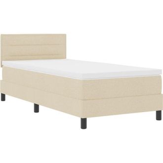 vidaXL Box Spring Bed with Mattress Cream 90 x 200 cm Fabric vidaXL