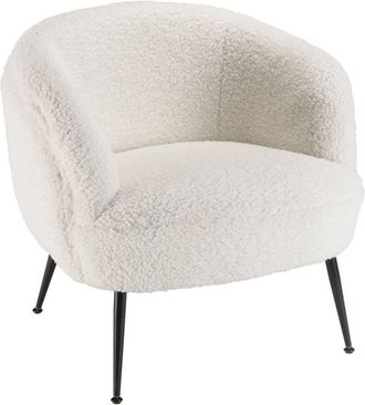 Macabane Sill&oacute;n cosy de tela bouclette blanca y patas de metal negro