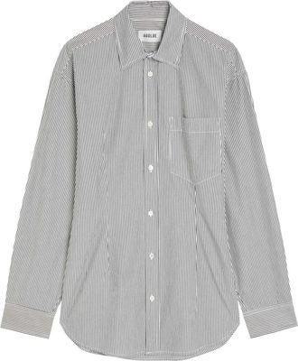 A Gold E Agolde Cinched Striped Cotton-poplin Shirt - Grey - S (UK8-10 / S)