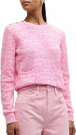 Frame Denim Textured Patch Pocket Sweater In Pink