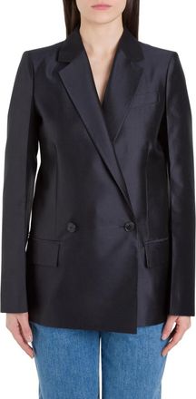 Givenchy Blue Solid Notched Lapel Blazer
