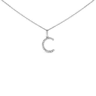 House of Brilliance Sterling Silver Diamond Accent A-Z Initial Pendant Necklace in Sterling Silver |C at Nordstrom