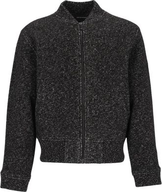 Emporio Armani Ronde hals jas van wolmix - Heren - Bomber jackets - Veelkleurig - M - Wol - Jassen