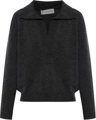 Victoria Beckham Lange mouwen poloshirt - Dames - V-hals truien - Grijs - XS - Truien & Vesten