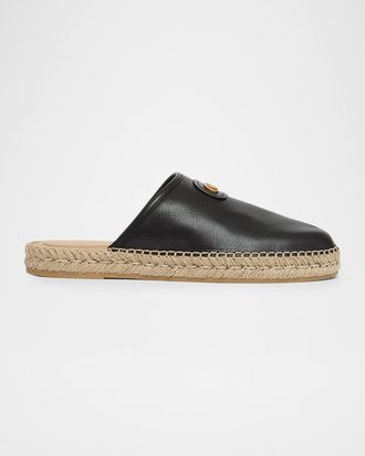 Valentino Garavani Men & apos;s Leather Espadrille Mule Slides