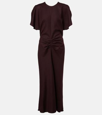 Victoria Beckham Bela gathered virgin wool midi dress
