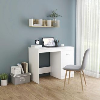 vidaXL Escritorio De Madera Contrachapada Blanco 100x50x76 Cm Vidaxl