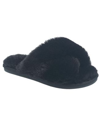 Nine West Womens X-Band Faux Fur Slippers - Blush - XLarge